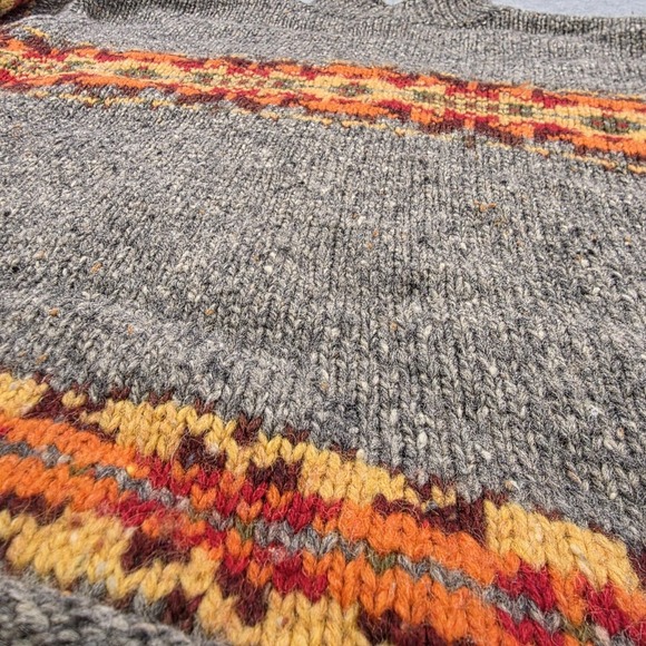 Vintage Abercrombie & Fitch Sweater Womens Medium Gray Wool Rollneck Fair Isle - Picture 4 of 11